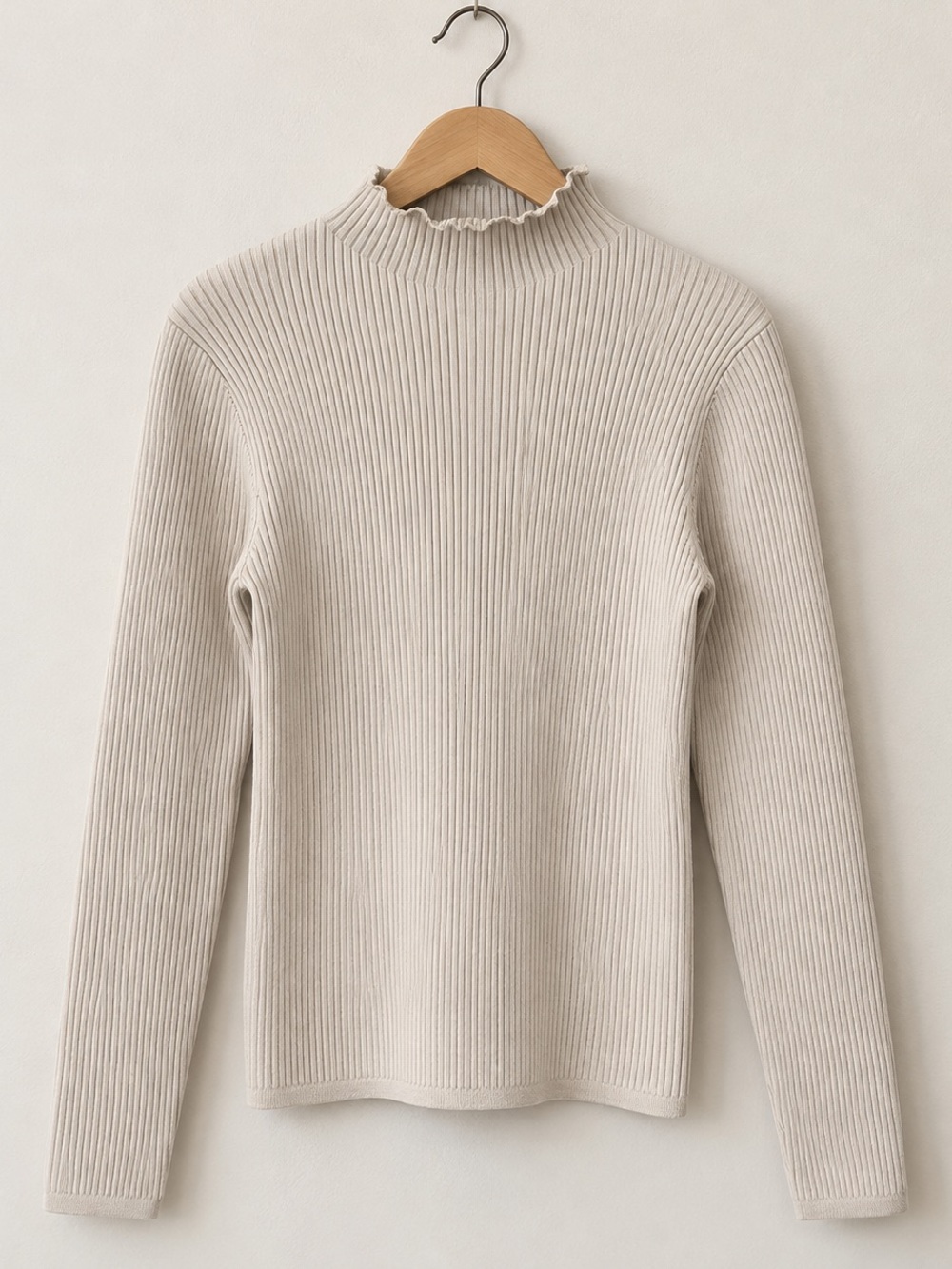 Aritzia Babaton Ribbed Mock Neck Long Sleeve Top Cream Size Large